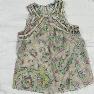 Anthropology Idella Lattice Silk Paisley Top